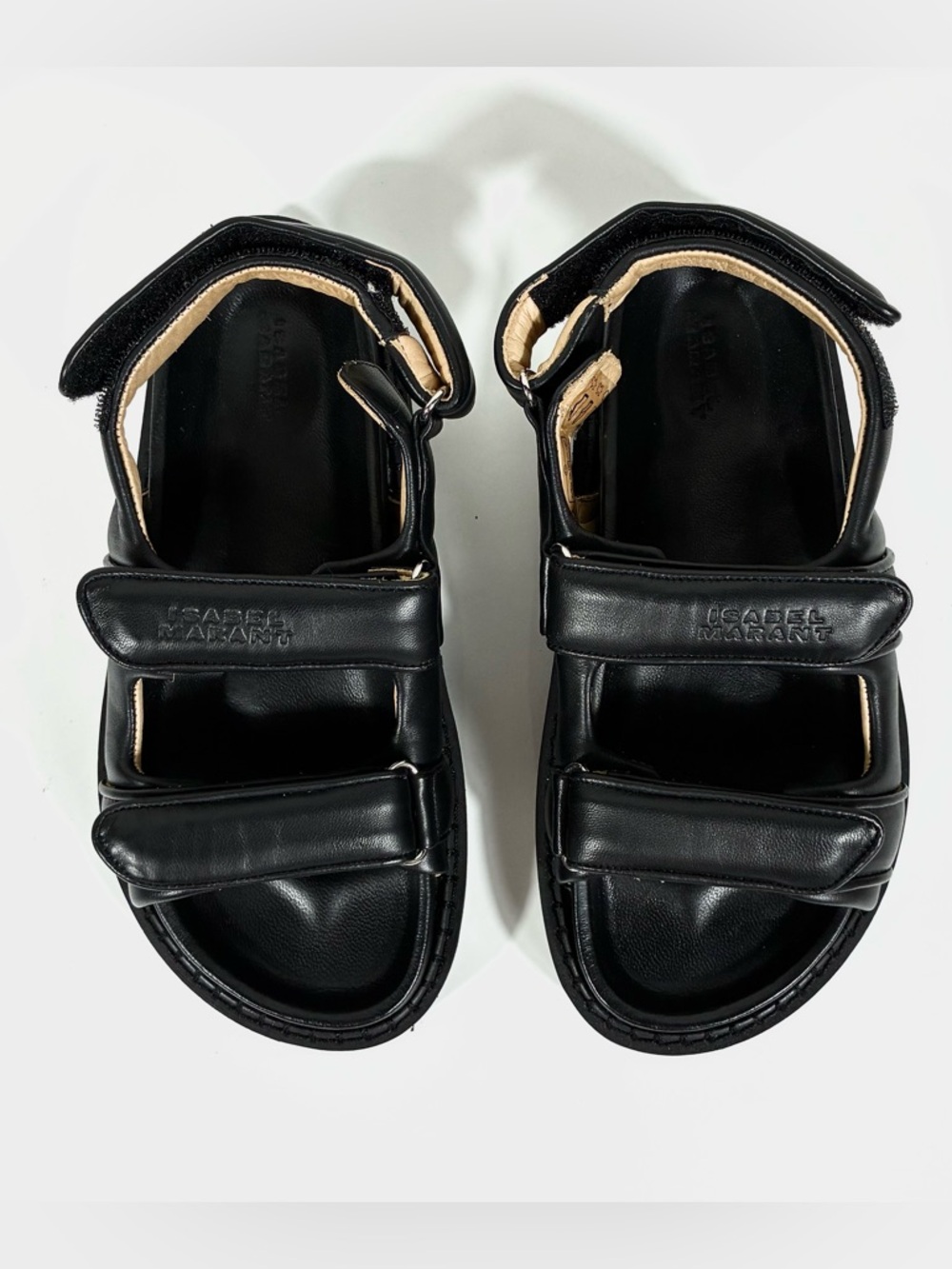 Isabel Marant Madee Platform Leather Sandals Black 37 NEW Flat - Picture 9 of 17
